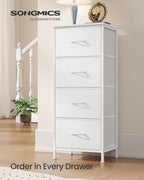 SONGMICS Dresser for Bedroom, Chest of Drawers, Steel, MDF, 4 Non-Woven Fabric Drawers, Storage Organizer Unit, Closet, Entry