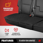 Motor Trend Rear Seat Cushion - Black Diamond Stitched Faux Leather Rear Seat Cover for Cars, Trucks, SUVs - Padded, Waterpro