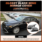 ACLONG Glossy Black Mirror Covers Fit for Toyota Camry 2018-2025 – Ox Horn Design, Driver & Passenger Side Rearview Cap Replacement (1 Pair)