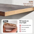 Floating Shelves for Concrete Wall: Solid Wood Shelf 15.75 and 23.6 inch with Heavy Duty Hidden Bracket for Display Books Pla
