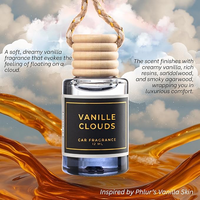 Vanille Clouds - 12ml Car Hanging Diffuser - Pure Indulgence, Wrapping you in the Softest, Most Luxurious Vanilla Scent - Las