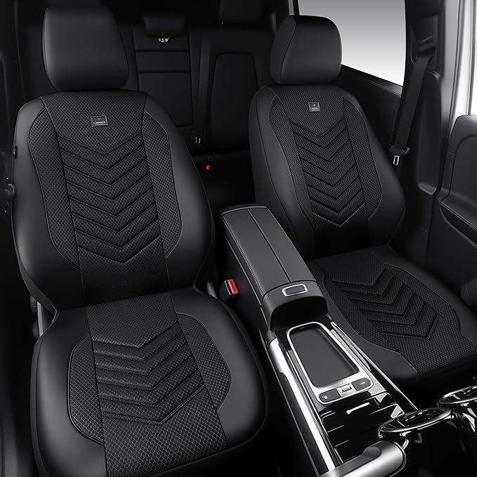 CAR PASS 3D Foam Mesh Leather Car Seat Covers Front Seats, Breathable Two Front Seat Cover for Cars, Comfortable Universal Fi