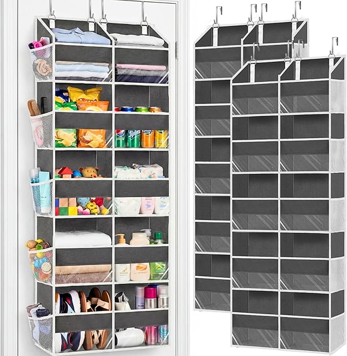 2 Pack Over the Door Organizer 5 Tiers, Extra Large Behind Door Storage of 10 Compartments, 80 lbs Weight Capacity Over Door 