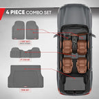 Motor Trend FlexTough Performance All Weather Rubber Car Floor Mats with Cargo Liner – Full Set Front & Rear Odorless Floor Mats for Cars Truck SUV, BPA-Free Automotive Floor Mats (Gray)