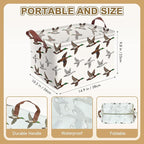Mallard Duck Storage Basket Waterproof Canvas Toy Storage Bin Mallard Duck Room Decor Collapsible Outdoor Basket with Leather