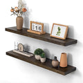 Wood Floating Shelves 36 Inch Long, Rustic Solid Elm Wood Shelves for Home Decor, 8 Inch Deep Wall Shelf with Invisible Brack