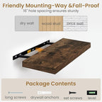 24"W x 9.3"D Floating Shelves for Wall, Wall Mounted Bathroom Shelves 2 Pack Deep Floating Shelf for Bedroom Kitchen Living R