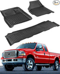 All-Weather Floor Mats for Ford F-250/F-350/F-450 1999-2007 (Only for Crew Cab) Super Duty - Heavy-Duty Rubber Front & Rear Row, Non-Slip Design - Not for 2nd Row Captain Seats with Center Console