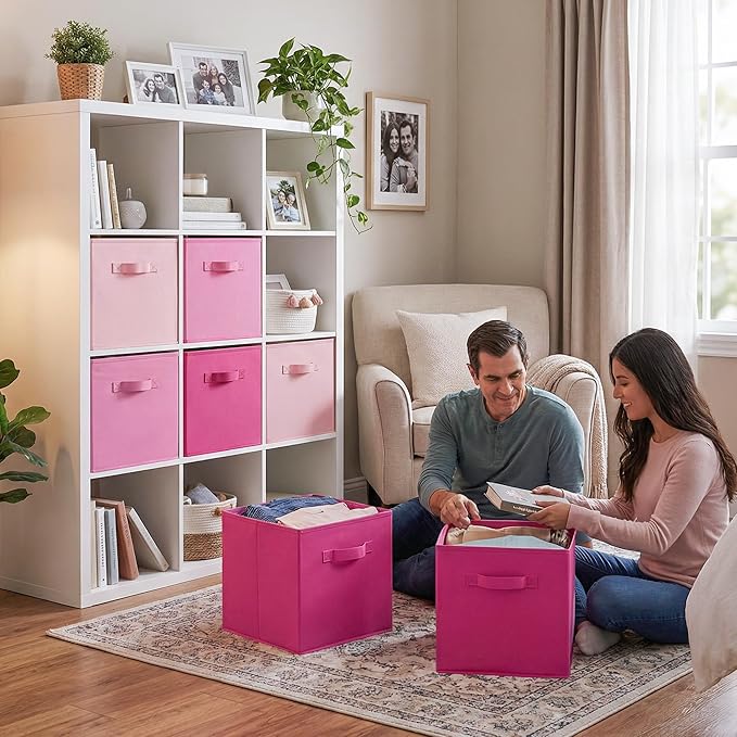 GRANNY SAYS Cube Storage Bins, 13x13 Cube Storage Organizer, Fabric Collapsible Storage Bins with Handle, Storage Cubes for S
