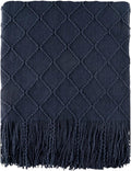 BATTILO HOME Navy Throw Blanket for Couch, Decorative Navy Blue Throw Blanket for Sofa Bed Room Decor, 50"x60"