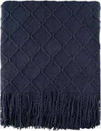 BATTILO HOME Navy Throw Blanket for Couch, Decorative Navy Blue Throw Blanket for Sofa Bed Room Decor, 50"x60"