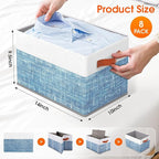 Fab totes Collapsible Storage Baskets for Shelves,14"x10", 8 Pack Foldable Fabric Storage Bins with Double Leather Handles, L