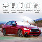 Front Windshield Sun Shade Foldable Car Front Window Sun Shade Windshield Shade Custom Fit for 2014-2024 Infiniti Q50 Block UV Rays Car Accessories Heat Keep Cooler