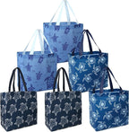 BeeGreen Sea Turtle Reusable Shopping Bags For Groceries 6 Pack- Large Foldable Tote Bags- Strong Handles for Heavy Groceries, Perfect for Supermarket, Farmers Market, and Storage Organization