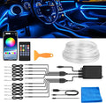 Interior Car LED Strip Lights, RGB 10-in-1 16 Million Colors Ambient Lighting Kit with 470 inches Fiber Optic Wireless APP & Remote Control Music Sync