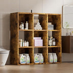 COMHOMA 9 Wood Cube Storage Organizer with Open Back and Removable Back Panels, 11In Brown Cube Storage Bookshelf, Cubicle Sh