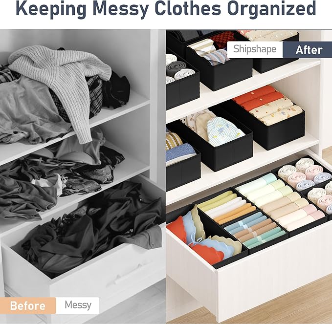 DIMJ Drawer Organizer Clothes Storage - 16 Pack Baby Dresser Organizer for Nursery, Foldable Drawer Dividers for Bedroom Clos