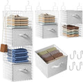 Hanging Closet Organizer with Drawers, 4 Tier Metal Closet Organizers and Storage with 4 Hanging Hooks 4 S-Hooks for Wardrobe