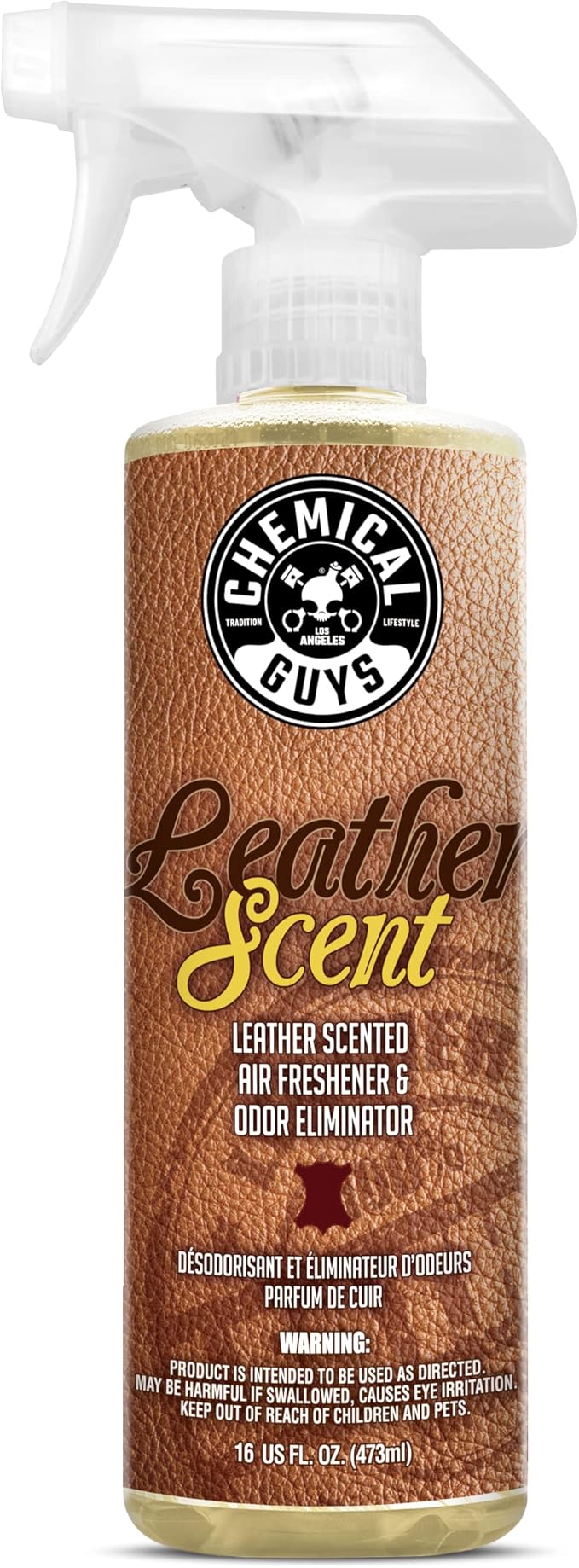 Chemical Guys Leather Scent Premium Air Freshener & Odor Eliminator – Car Air Freshener Leather Scent– Eliminates Odors and R