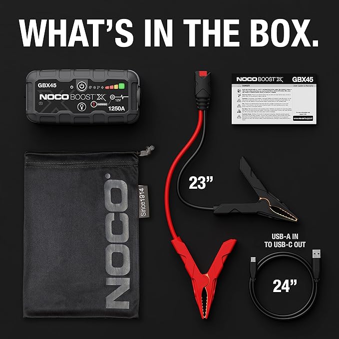 NOCO Boost X GBX45: 1250A UltraSafe Jump Starter - 12V Lithium Battery Booster Pack, Portable Jump Box, Power Bank & Jumper