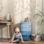 Qaba 4 Tier Kids Storage Unit, Toy Organizers and Storage with 4 Drawer Chest for Kids Bedroom Nursery Kindergarten Living Ro