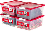IRIS USA 12 Qt. Plastic Storage Bins Containers with Lids, 4 Pack, Sensory Bin, Craft Storage, Craft Organizers and Storage, 