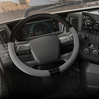 Cat® BigDrive Faux Gray/Black Leather Semi Truck Steering Wheel Cover, Fits RV and Big Rig Trucker, Steering Wheel Cover for Trucks 18 Wheeler - X-Large 17.5" - 18" Inches