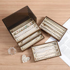 CLUQMEIK 5 Layer Necklace Jewelry Box, Vintage Wooden Jewelry Box with Acrylic Cover Stackable Necklace Storage Organizer for