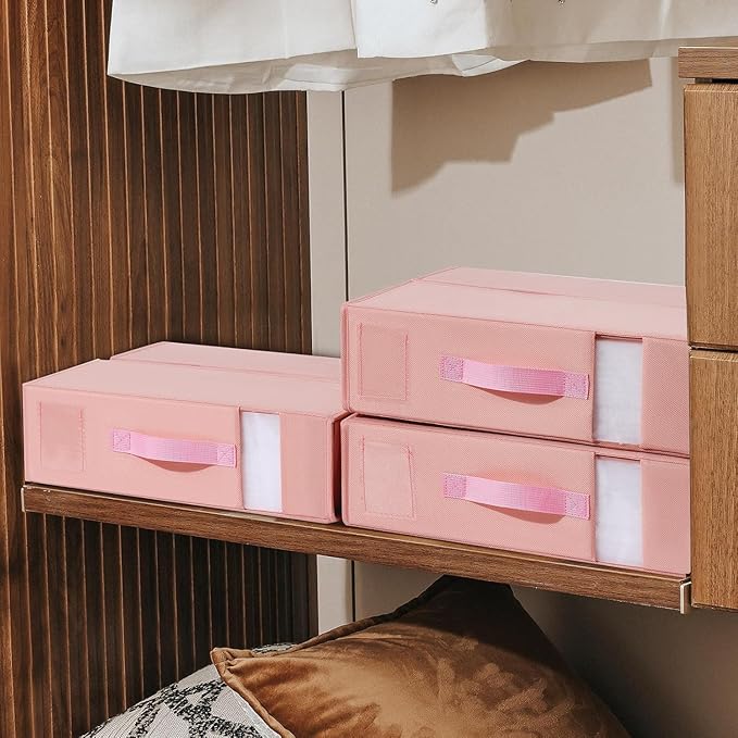 DIMJ Bed Sheet Organizers and Storage 8 Pack - Foldable Sheet Organizer for Linen Closet, Bedding Storage Box for organizatio