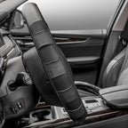 FH Group Universal Fit Genuine Leather Sport Steering Wheel Cover Fits Most Cars, SUVs Black