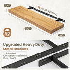 Fun Memories Solid Elm Wood Floating Shelves Set of 2-30 Inch Rustic Wall Shelves with Heavy-Duty Invisible Brackets - for Li