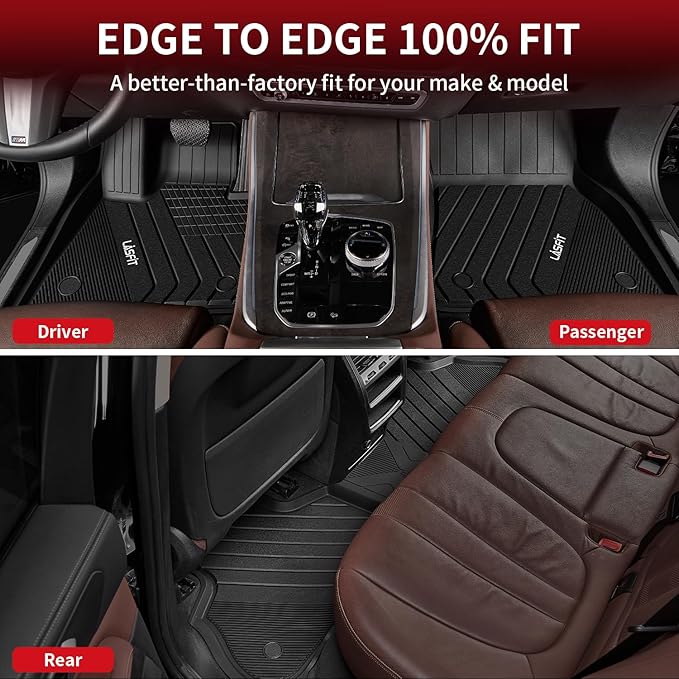 LASFIT Floor Mats Fit for BMW X5 New 2019-2025 2026 All Weather Floor Liners Custom Fit TPE Mat Front & Rear Rows Car Mat Full Set for 50i M50i M 45e 50e 40i M60i(Only for 5 Passengers), Black
