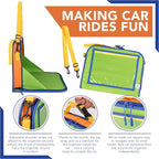 Car Organizer Back Seat for Kids & Tablet Holder for Car with Kick Mats & Lap Tray – Car Accessories Interior Must Have Road Trip Essentials (Age 3+) – Fold Away Tray with Car Seat Pocket Holders