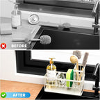 Cisily Off White Sponge Holder for Kitchen Sink, Sink Caddy Organizer with High Brush Holder, Kitchen Countertop Rustproof 30