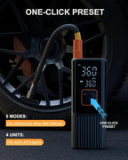 Tire Inflator Portable Air Compressor, 6X Faster 180 PSI Portable Air Compressor, Electric Air Pump for Car Tires with Pressure Gauge-Portable Tire Inflator for Car, Moto, Bicycle, Balls and More