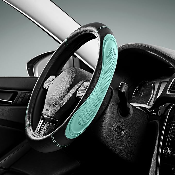 Road Comforts Car Steering Wheel Cover - Microfiber Leather Steering Wheel Wrap Sports 14.5-15 Inch Steering Wheel Cover Non-