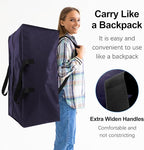 6 Pack Heavy Duty Extra Large Moving Bags W/Backpack Straps - Strong Handles & Zippers, Storage Totes For Space Saving, Fold 