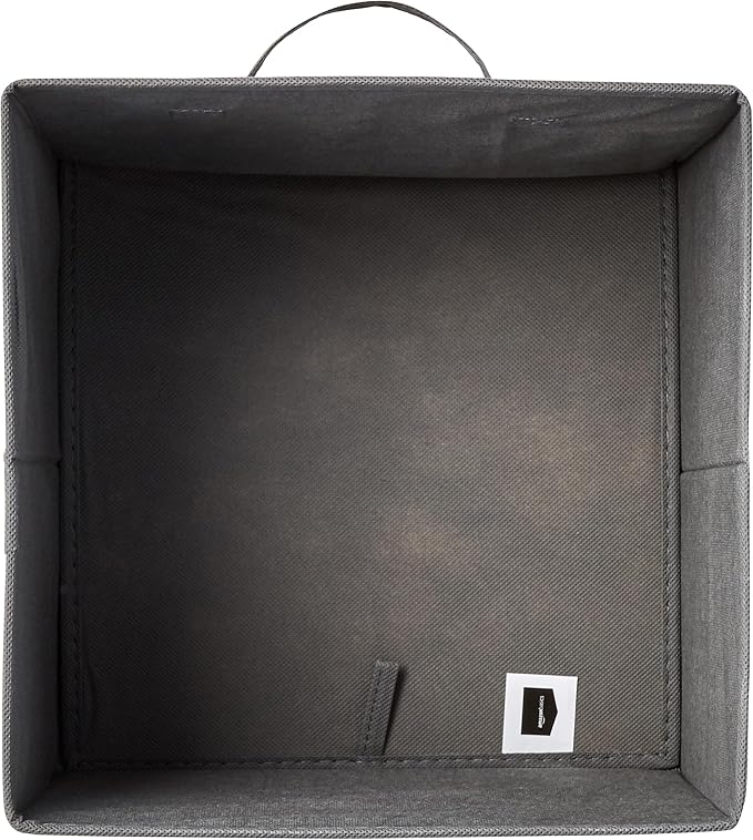 Amazon Basics Collapsible Fabric Storage Cube Bins Organizer with Handles for Organizing, Sturdy, Gray, 13 x 13 x 13 inch, 6-