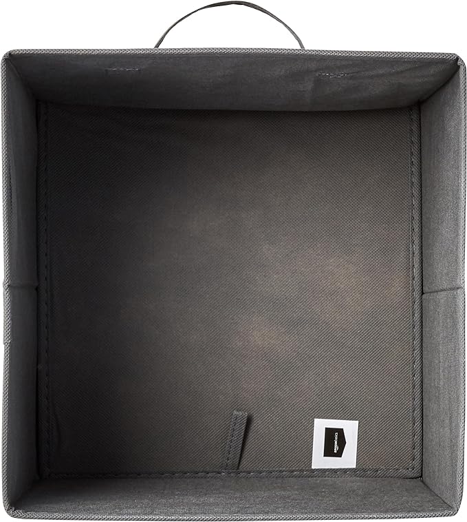 Amazon Basics Collapsible Fabric Storage Cubes Organizer with Handles, Sturdy, Gray, 10.5-x-10.5-x-11-inch, Pack of 6