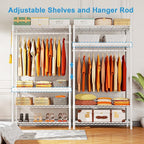Ulif H4 Portable Closets, 4-Tier Metal Clothes Garment Rack for Bedroom and Cloakroom, Clothing Closet Storage and Organizer 