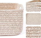 MiniArk Small Storage Baskets for Organizing | Closet Organizer Bins | Shelf Toy Basket | Woven Rope Baskets | Cube Decorativ