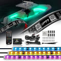OPT7 Aura Marine LED Boat Lights with Remote, 4PCS 12V RGB Waterproof Interior Strip Lighting, Neon Accent Multi Color Deck Underglow Kit for Fishing Pontoon Bass Jon Yacht RV, Easter Gifts