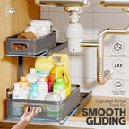 1-Pack Under Sink Storage Organizer with 2-Tier Slide Out Drawer, Sophisticated Mesh Pull Out Shelf for Kitchen & Bathroom, F