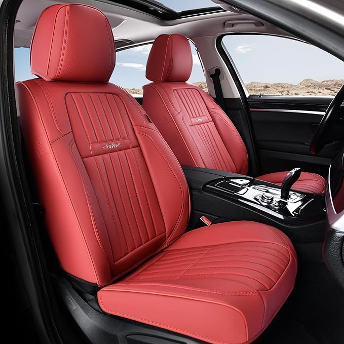 Coverado Car Seat Covers Front Seats, Seat Covers for Cars, Car Seat Protector, 2-Pack Car Seat Cushion Nappa Leather, Waterp