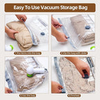 Travel Vacuum Storage Bags, 6 Pack Carry-On Size for Luggage and Suitcase, Vacuum Storage Bags, Vacuum for Bags Storage, Spac
