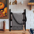 AceOrbit 2 Pcs 14'' Tea Towel Ladder with 3.3 ft Vintage Wood Bead Garland Small Decorative Ladder Hand Towel Stand Mini Blan
