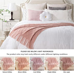 BATTILO HOME Blush Throw Blanket with Tassels, Pink Knit Blanket for Home Decor, Boho Style Textured Knitted Decorative Twin 