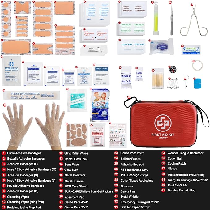 Premium First Aid Kit, 320 Piece Waterproof Hard Shell Eva First Aid Kit for Home, Camping, Cars, Hiking, Travel, Businesses 
