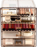 Sorbus Acrylic Makeup Organizer Set, 6-Drawer Vanity & Countertop Cosmetic Storage with Small & Wide Drawers, Bronze Glow Mak