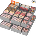 Lifewit Drawer Organizer Clothes for Closet 24 Pack, 3 Sizes Underwear Wardrobe Drawer Dividers, Fabric Foldable Dresser Stor